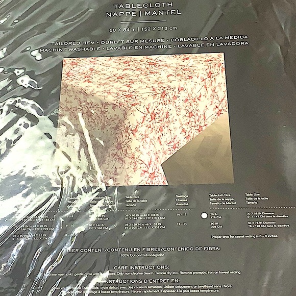 RALPH LAUREN TABLECLOTH NAPPE RED WHITE  POINSETTIA OBLONG NWT COTTON 60 BY 84 - Picture 4 of 7